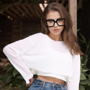 hoyuwak Oversized Square Blue Light Glasses Big Frame Computer Eyewear Thick Fashion Clear Glasses for Women Fashion