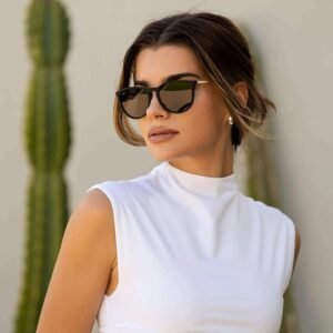 WearMe Pro Round Polarized Sunglasses for Women - UV400 Protection, Lightweight Frame, Vintage Retro Style